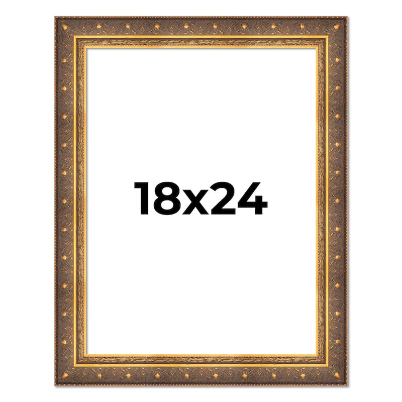 18x24 Frame Vintage Gold Solid Wood Picture Frame | 2.5 Inch Moulding