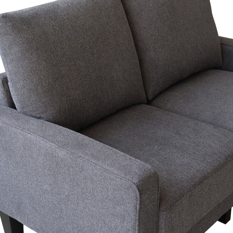 Small Fabric Upholstered 2 Seat Sofa with Solid Wood Leg and Ultra Thick Cushion