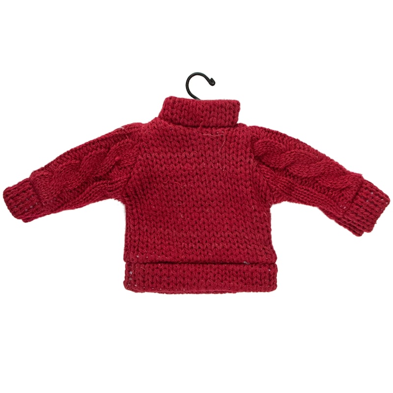 Ugly Sweater with Plaid Reindeer Christmas Ornament - 8" - Red