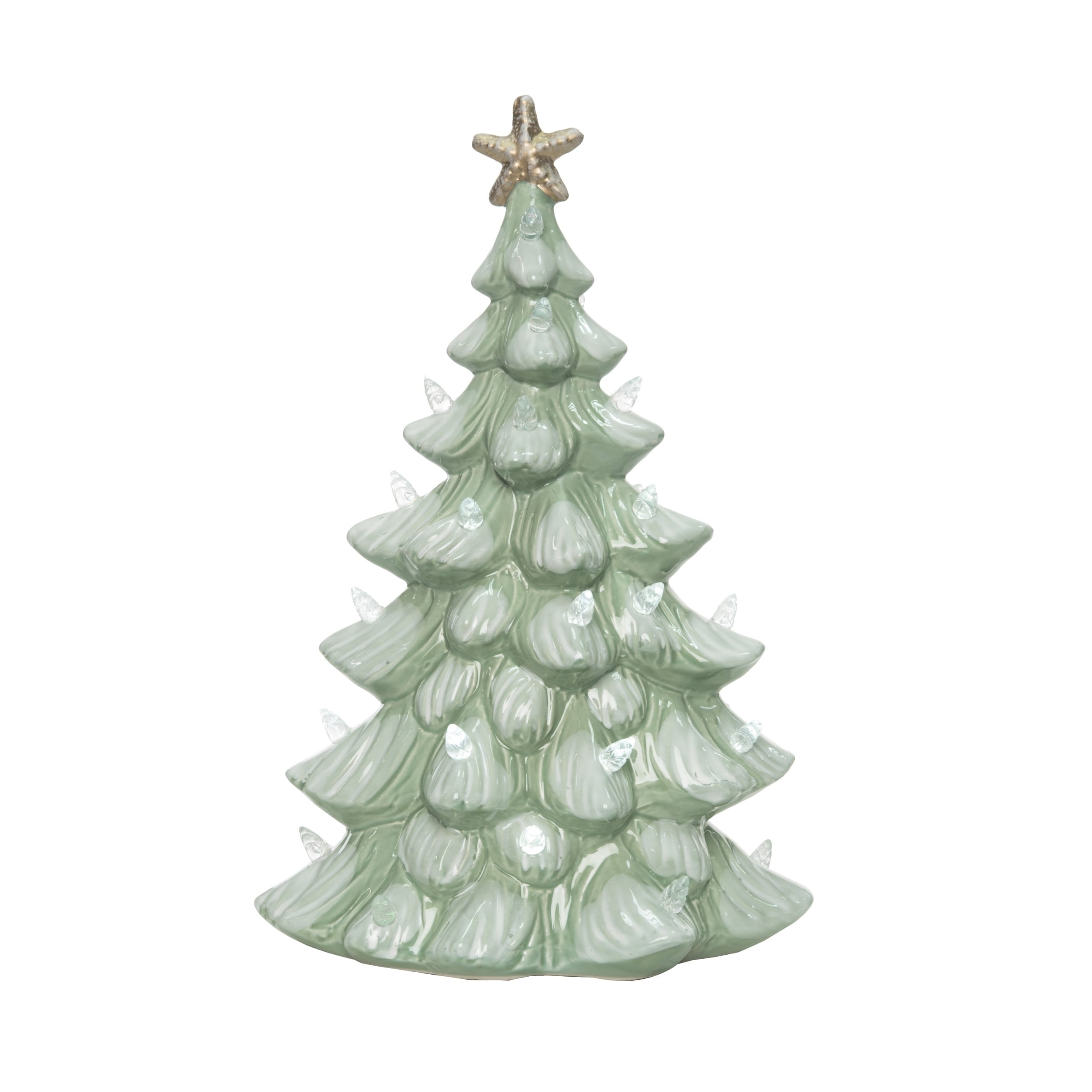 Light Up Coastal Christmas Tree Decorative Ceramic Holiday Sculpture