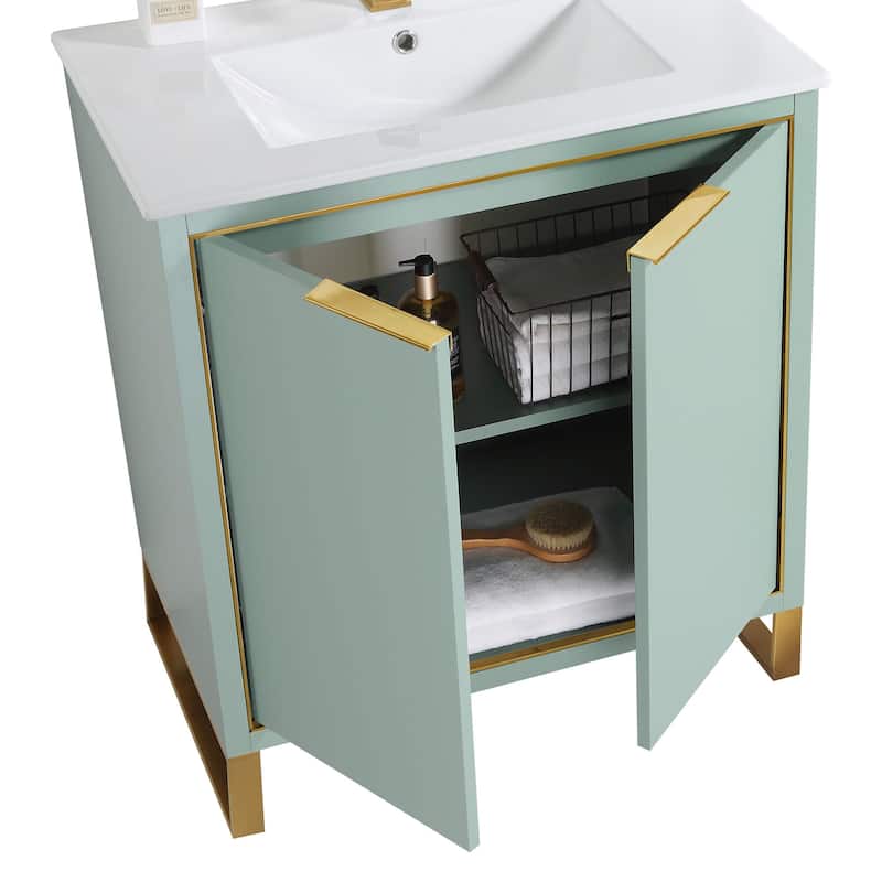 Fine Fixtures Opulence Collection Bathroom Vanity with White Ceramic Sink