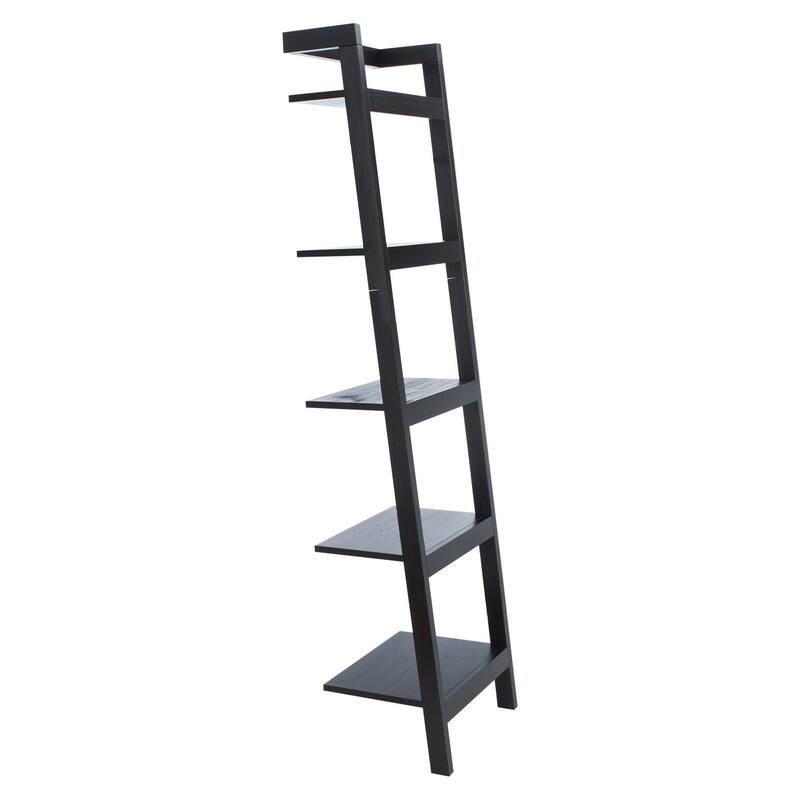 SAFAVIEH Sigrun Natural/Charcoal 5-Tier Leaning Etagere - 18.1" W x 11" L x 72.4" H - 18Wx11Dx72H