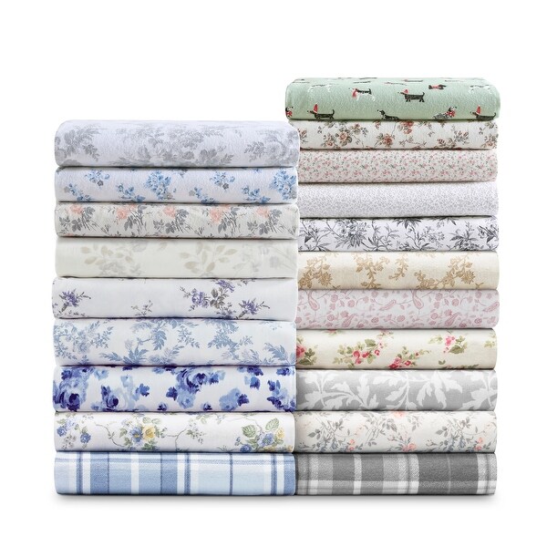 Laura Ashley Cotton Flannel Deep Pocket Sheet & Pillowcase Set