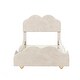 preview thumbnail 3 of 7, Beige Twin SizeVelvet Upholstered Platform Bed with Cloud-Shaped Headboard - /