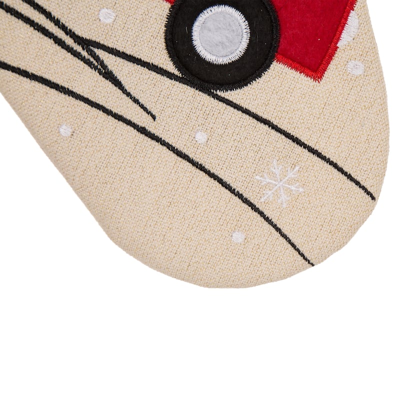 Glitzhome 21"L Embroidered Linen Red Truck Dachshund Christmas Stocking