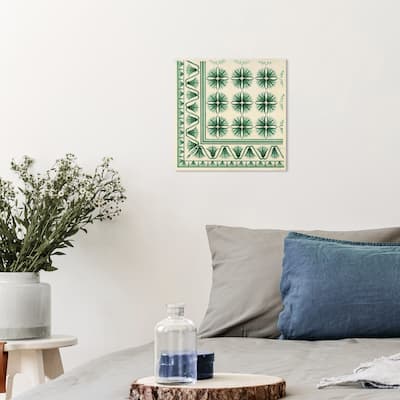 Wynwood Studio Canvas Abstract Floor Covering Deep Green White and Cream White Traditional Wall Art Canvas Print