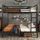 preview thumbnail 28 of 37, Metal Bunk Bed with Safety Guardrail Ladder and 8.1" Under Bed Storage, Vintage Wood and Gold Painting Detachable Bunk Bed