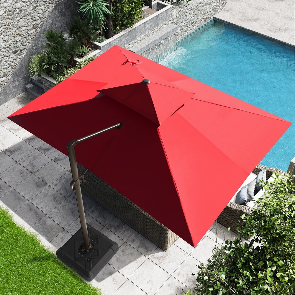 Crestlive Products 10 x 13ft Outdoor Patio Cantilever Umbrella with Base