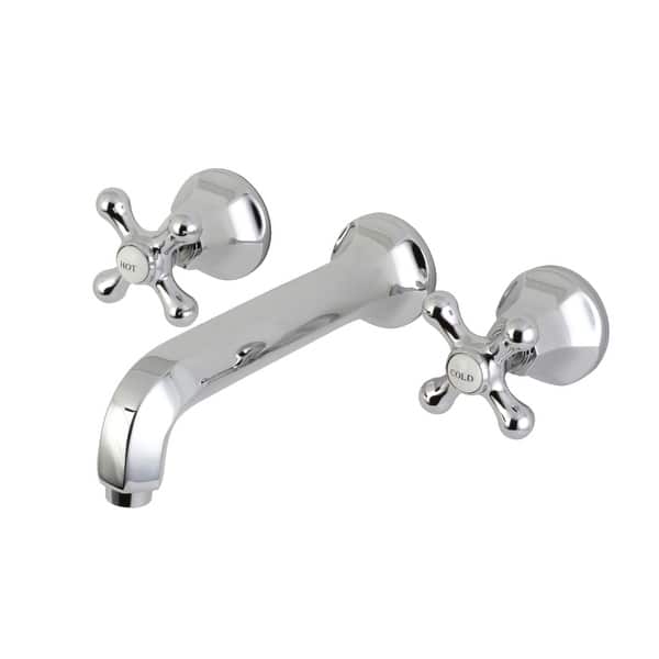 slide 2 of 7, Metropolitan Two-Handle 3-Hole Wall Mount Bathroom Faucet Polished Chrome