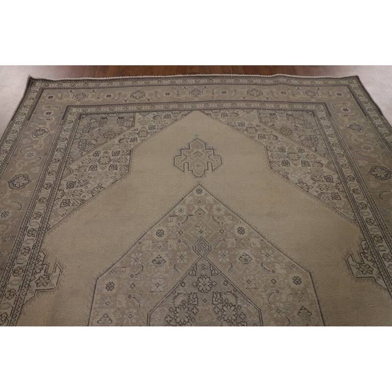 Geometric Tabriz Persian Vintage Area Rug Hand-Knotted Wool Carpet - 7'6"x 11'7"