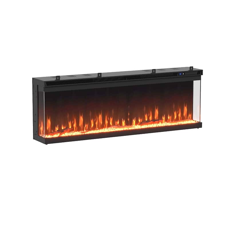 3-Sided Electric Fireplace with 12-Color Flame, Dual Heat Settings 750W/1500W, Smart App & Remote Control – 50/60/70 Inch