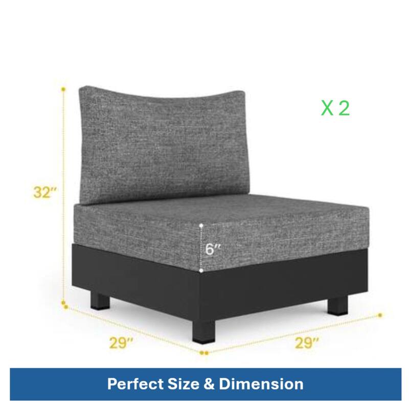 2-Piece Gray Aluminum Modular Armless Chairs