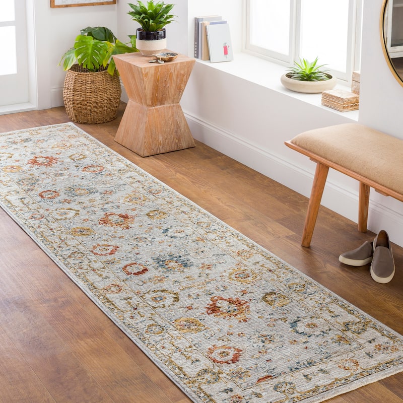 Artistic Weavers Gwyndolyn Traditional Medallion Area Rug - 2'7" x 7'3" Runner - Gray