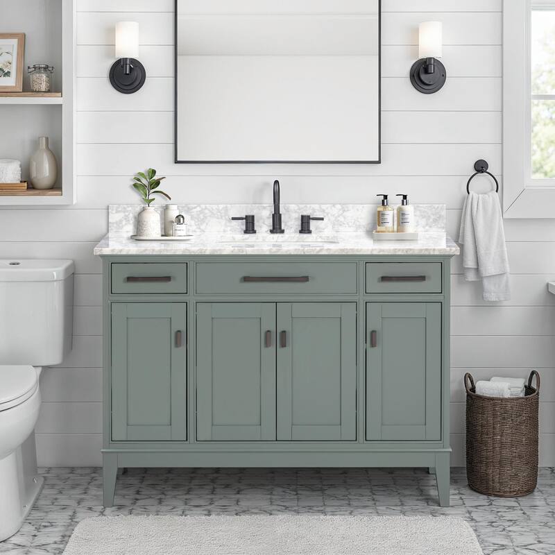 Madison 48 in. Single Sink Bathroom Vanity with Carrara Marble Top - 49"W x 22"D