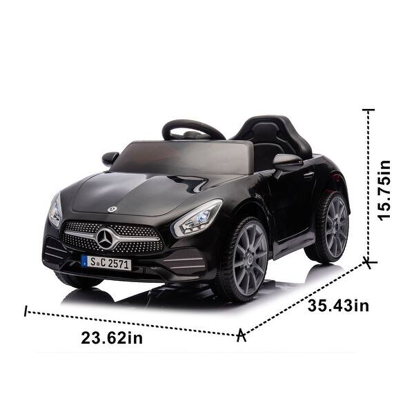 dimension image slide 2 of 4, Kids 12V Mercedes-Benz CLS 350 Ride-On Car with Volume Control, LED Lights, and Personalization Stickers