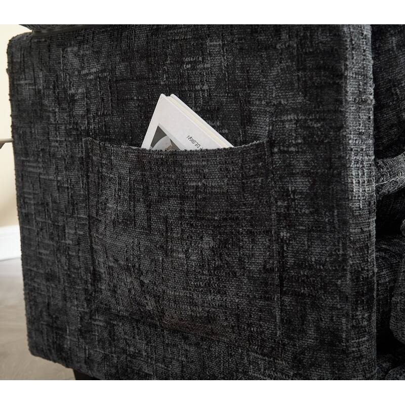 76.77" Chenille Upholstered Sofa with 2 Ottomans