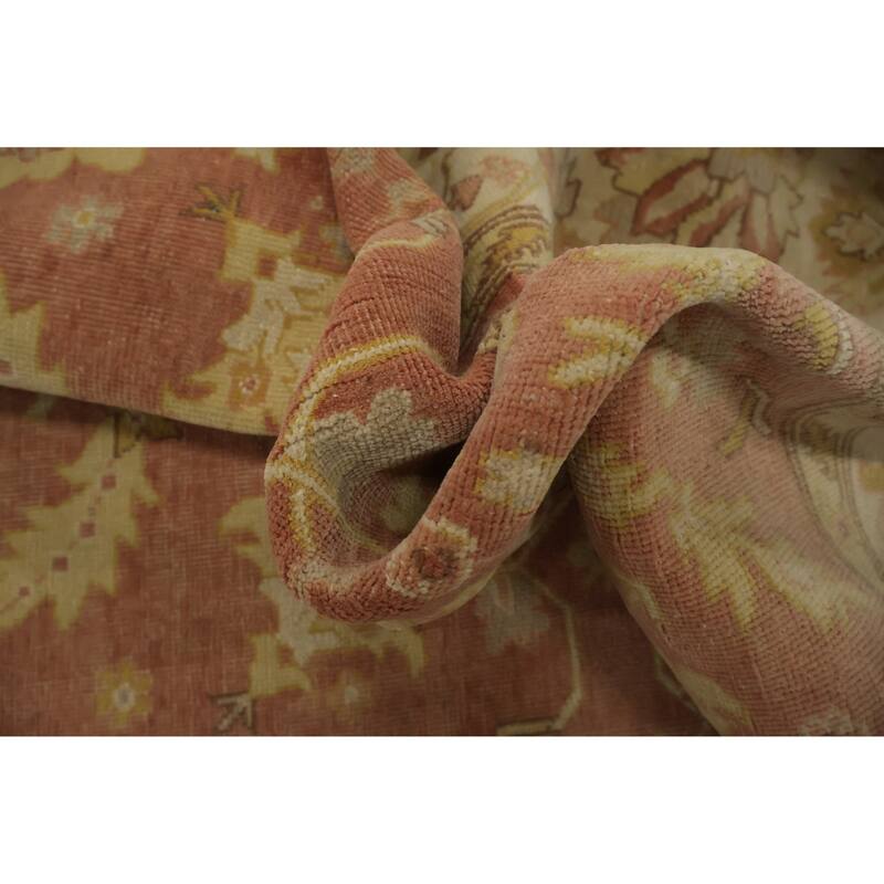 Hand Knotted Oriental 100% Wool Carpet Traditional Floral Oranges & Rust Ziegler Area Rug - 8' 2'' X 7' 9''