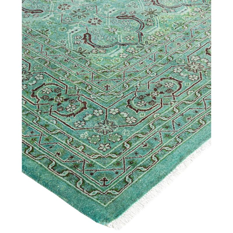 Overdyed One-of-a-Kind Hand-Knotted Area Rug - Green - 6' 2" x 9' 1"