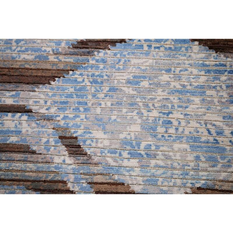 Striped Modern Abstract Accent Rug Hand-Knotted Wool Carpet - 2'9" x 5'0"