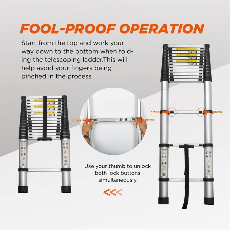 Telescoping Ladder 14.5FT,Telescopic Extension Ladder,Folding Ladder