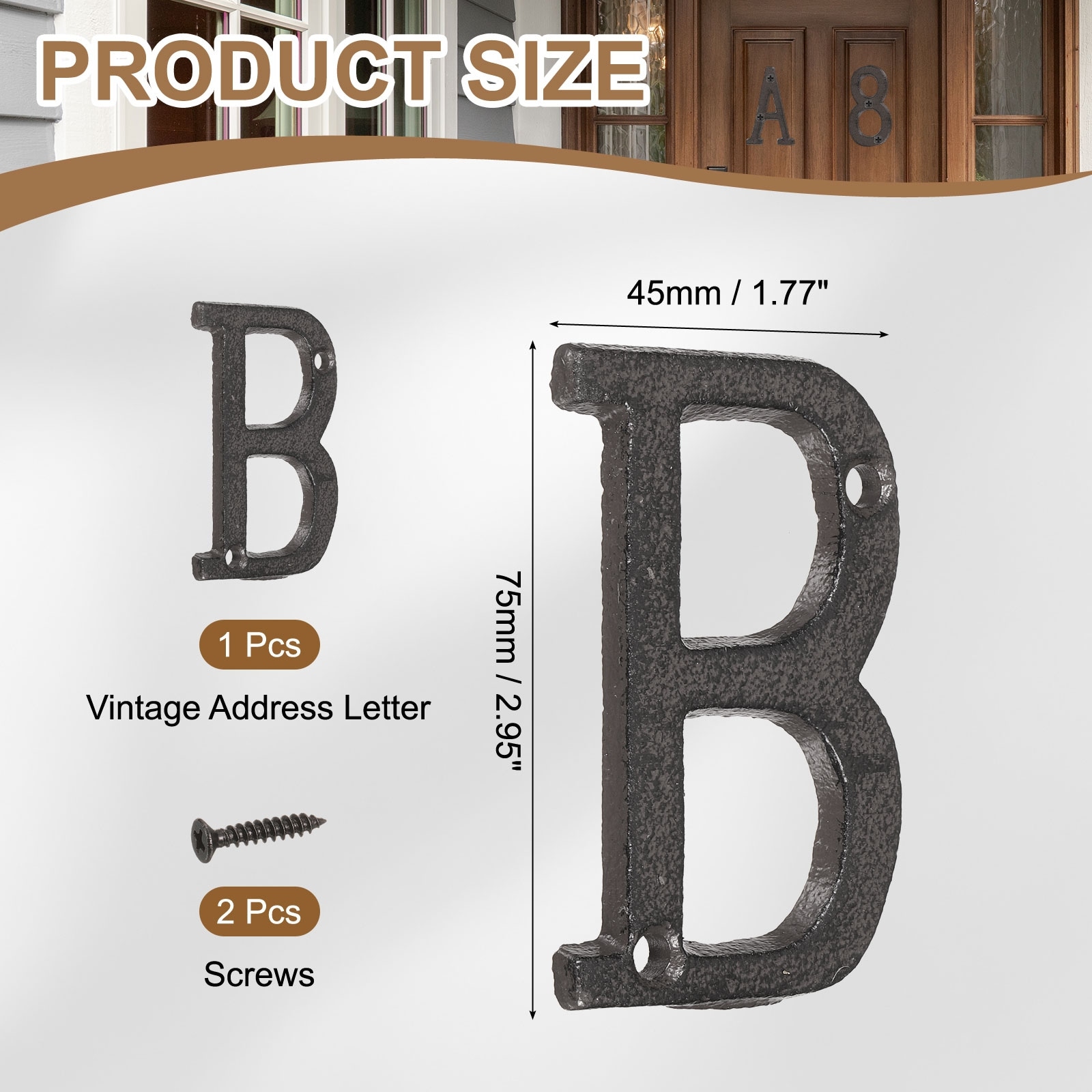 House Numbers and Letters, Cast Iron Metal Vintage Address Letters for Outside for Apartment Office Hotel Room Signs - Black