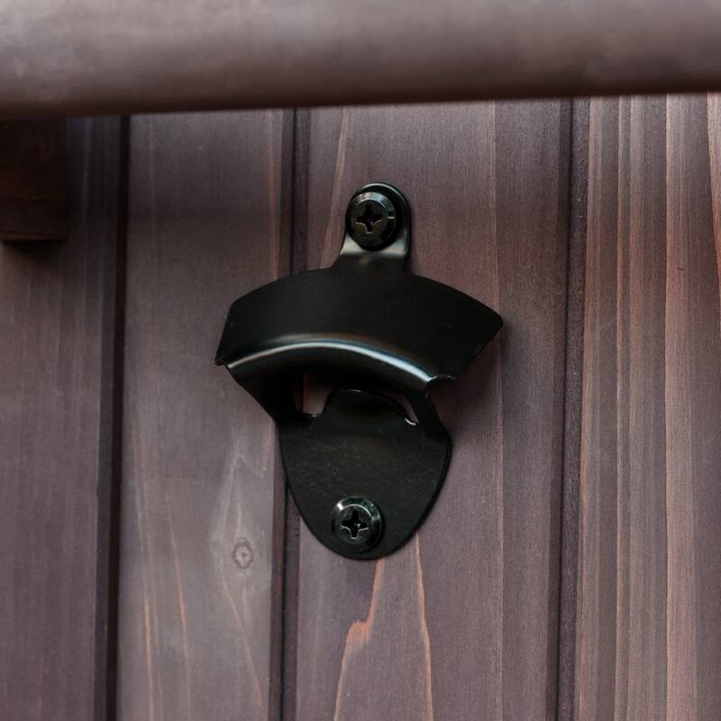 42 Inch Outdoor Kitchen Island Fir Wood Cabinet Stainless Steel Top with Shelf