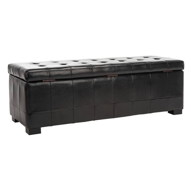 SAFAVIEH Karrie Large Black Storage Bench - 46.9" x 18.3" x 16.7" - 48Wx18Dx17H
