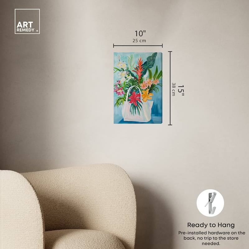 Art Remedy Tropical Flower Bag Gallery Wrapped Flowers In Vase Paintings
