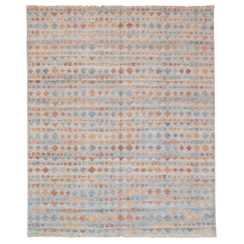 ECARPETGALLERY Hand-knotted Tangier Light Blue Wool Rug - 8'0 x 9'7