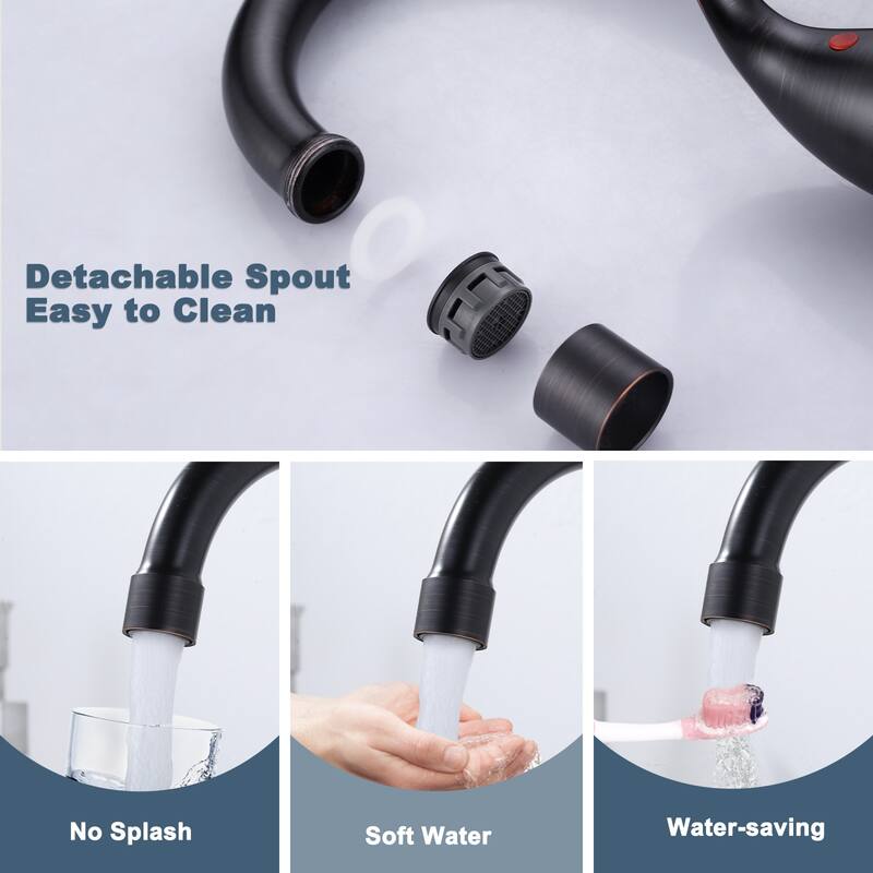 WOWOW 4 in. Centerset Double Handle High Arc Bathroom Faucet