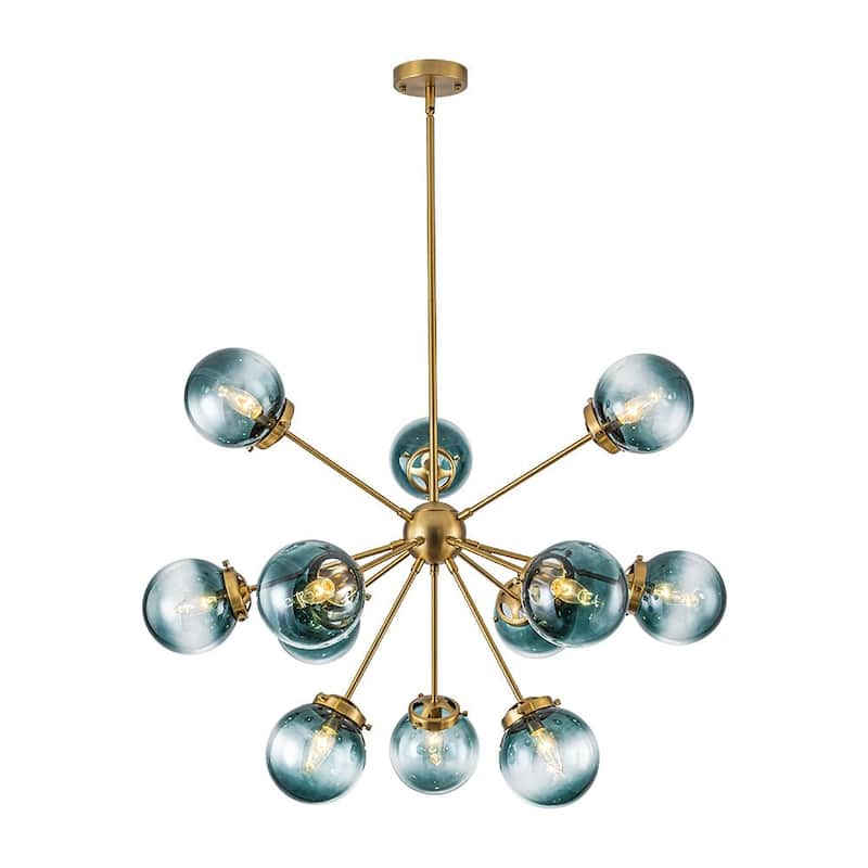 Ornate Glam 12-Light Sputnik Gradient Glass Globe Chandelier - 35.4 in