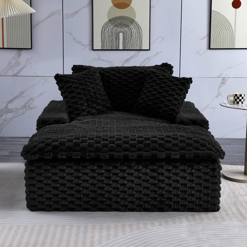 51.2" Corduroy Upholstered Compression Sofa - Black