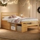 preview thumbnail 2 of 13, Full Size Wood Platform Bed with Removable Storage Shelves, Built-in 2 Storage Drawers,Natural
