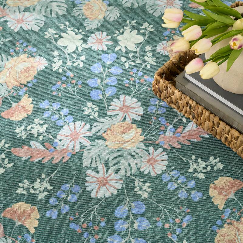 Nourison Botanical Washables Indoor only Floral Patterned Area Rug