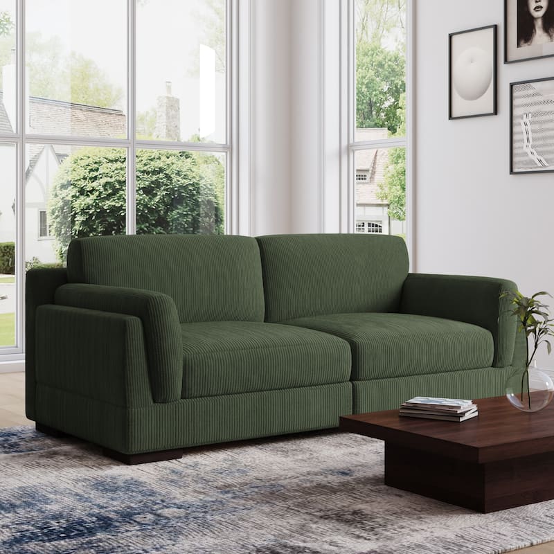 90" Corduroy Modular Sofa Reclining Sectional - Single Set - Green