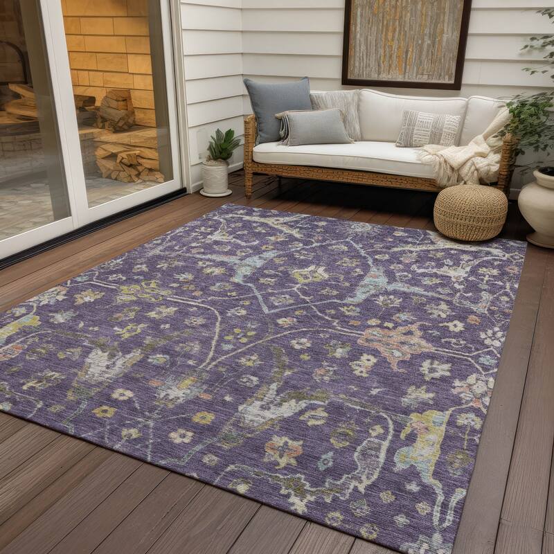 Machine Washable Indoor/ Outdoor Traditional Classic Chantille Rug