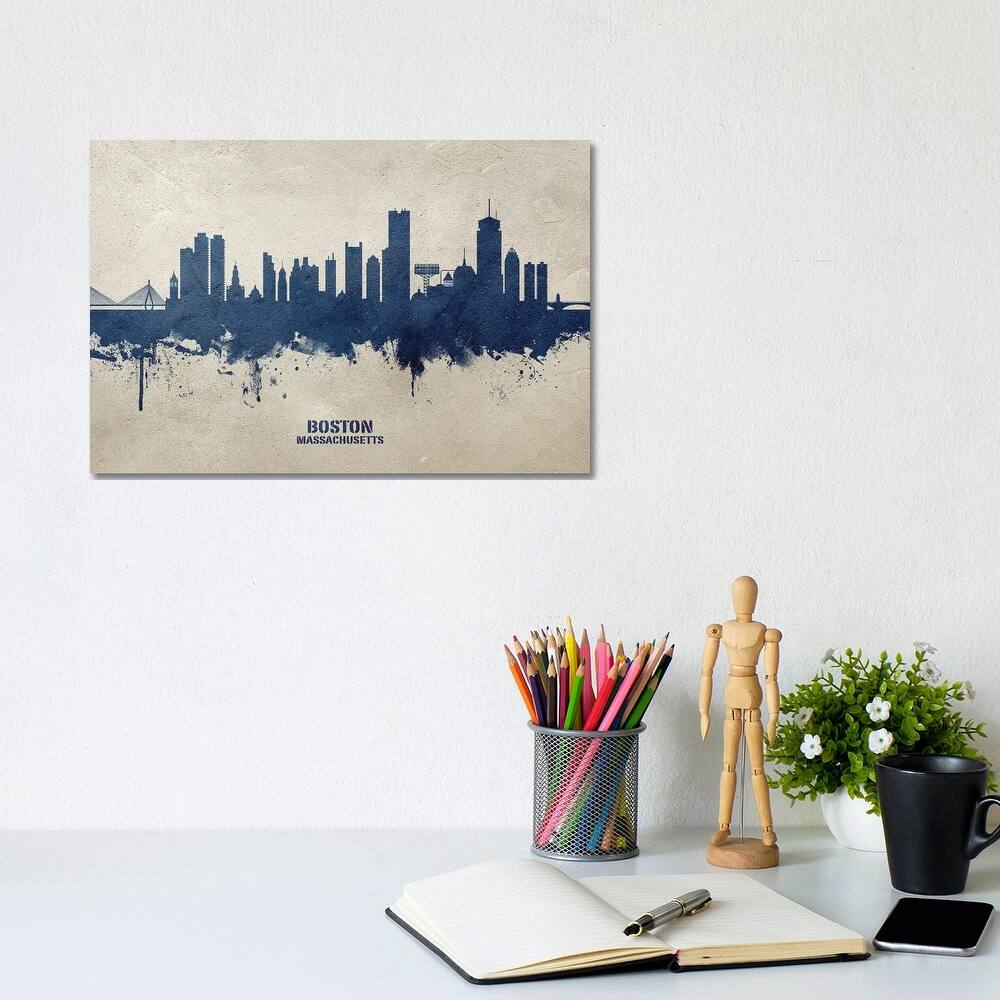 iCanvas "Boston Massachusetts Skyline Concrete" by Michael Tompsett Canvas Print