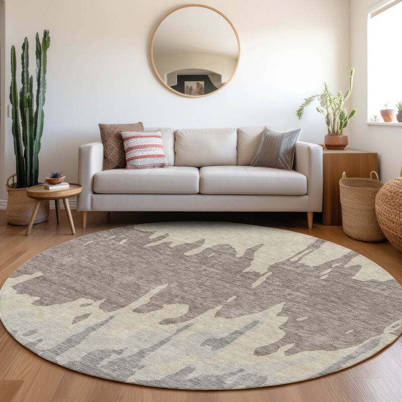 Premium Washable Super Soft Modern Drama Mayfield Rug - Taupe - 8' x 8'