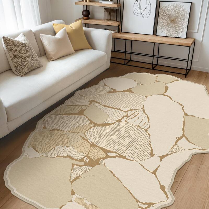Mcow Modern Abstract Machine Washable Low Pile Area Rugs - 5'X7'