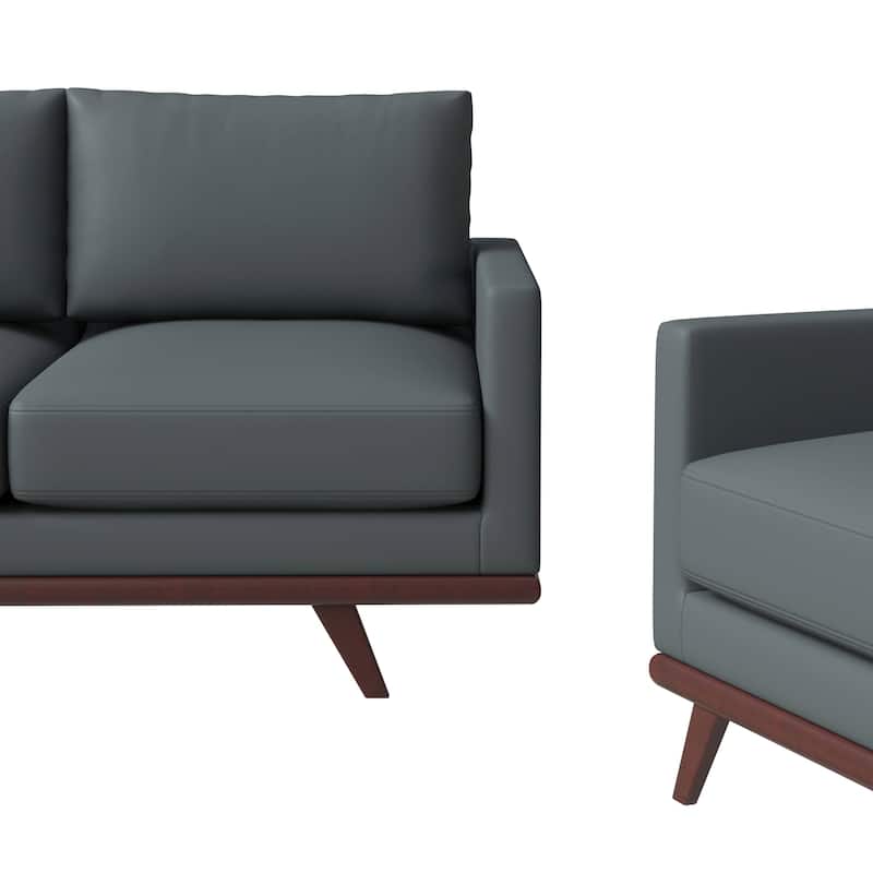 3-Piece Sofa Set Upholstered in Leather with Birch Wood Base Chester Collection