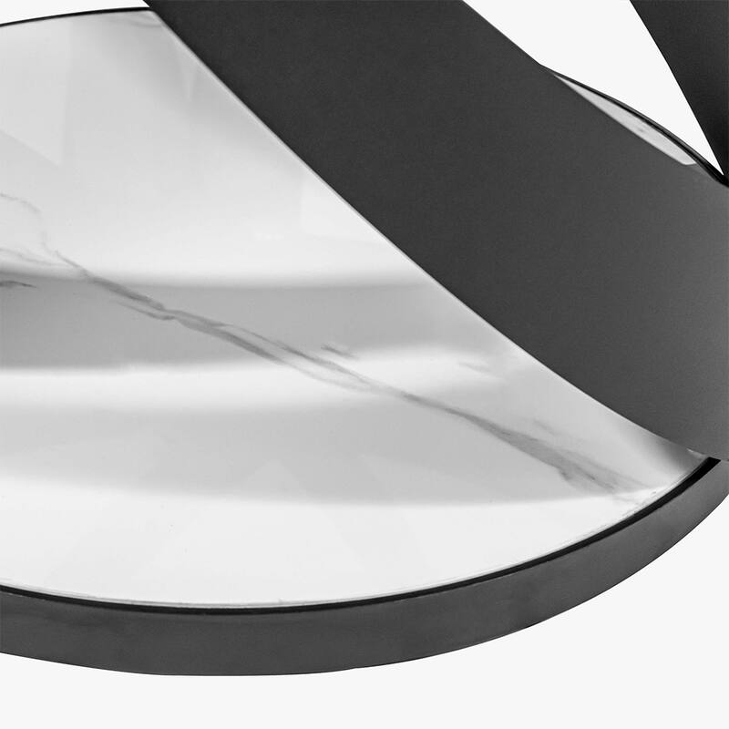 Modern Round White Glossy Dining Table with Sintered Stone Tabletop and Black X Carbon Steel Base