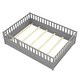 preview thumbnail 7 of 12, Grey Full Size Pine Wood Floor Bed with Full-length Guardrail