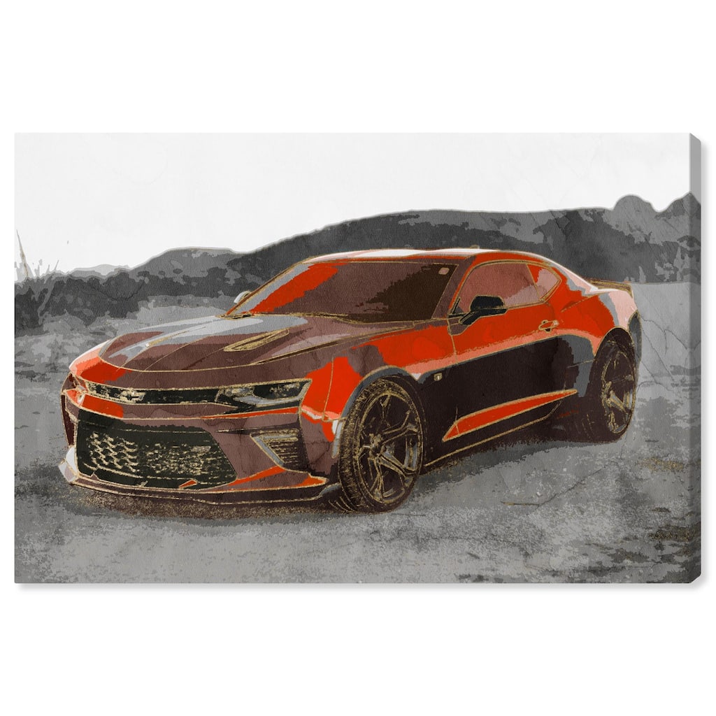 Red Sports Car Canvas by Art Remedy, Gallery Wrapped