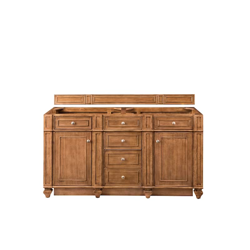 James Martin Vanities Bristol 60" Double Vanity, Saddle Brown - Saddle Brown Cabinet Base Only - No Top