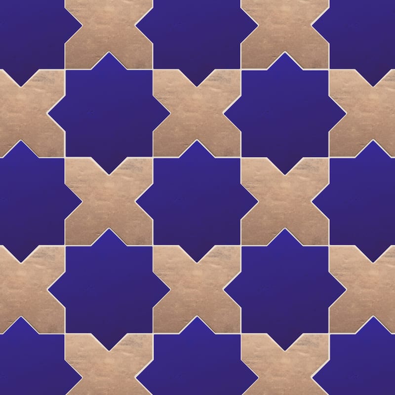 Merola Tile Argile Star Blue with Cotto Cross 7" x 14" Porcelain Floor and Wall Tile - Kit (2 Tiles)