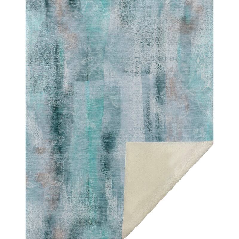 Premium Machine Washable Modern Imprints Sherpa Throw Blanket