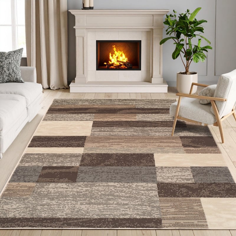 Superior Rockwood Patchwork Indoor Area Rug or Runner - 5' x 8' - Slate