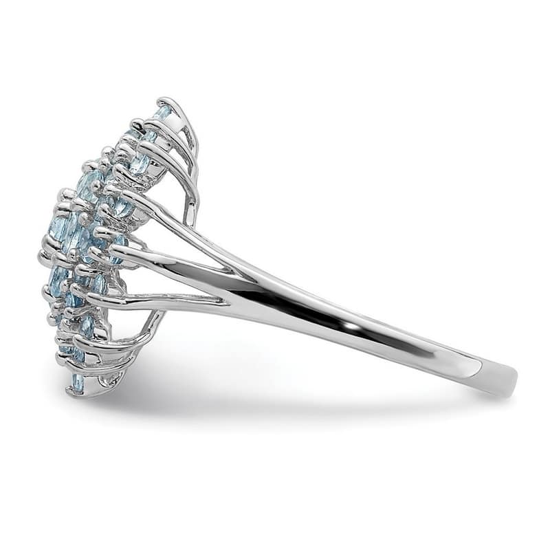 Curata 925 Sterling Silver Polished Open back Aquamarine Ring