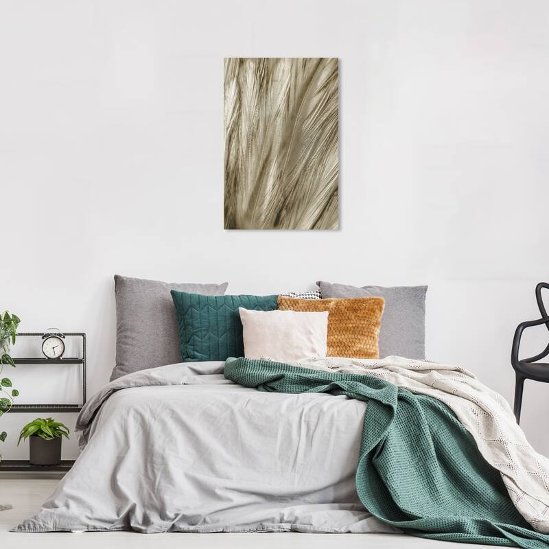 Wynwood Studio Canvas Animals Feather Close Up Gold and Modern & Contemporary Wall Art Canvas Print - 24 x 16