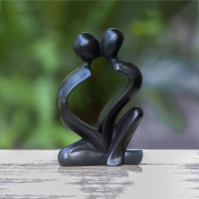 NOVICA Handmade Timeless Love Wood Sculpture (Indonesia) - 7.75" H x 5.5" W x 1.6" D